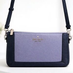 Kate Spade Lena Colorblock Double Compartment Crossbody- Parisian Navy- NWOT